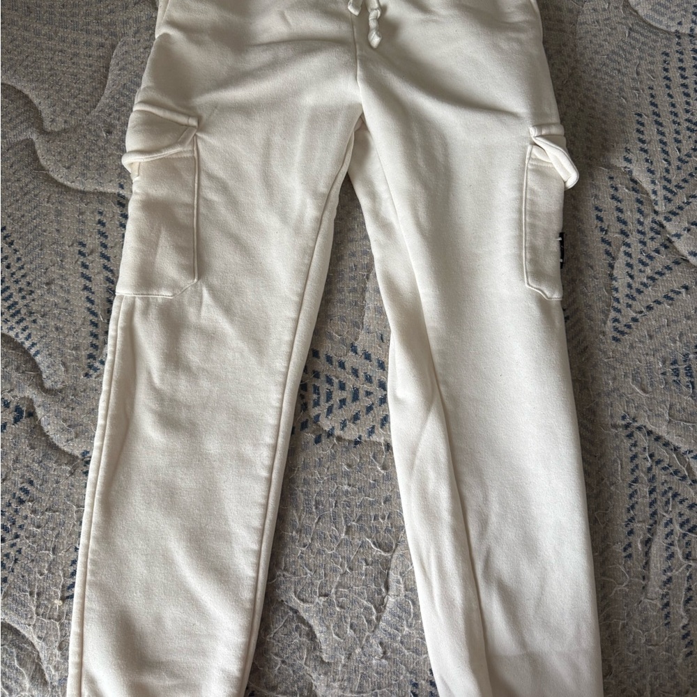 Men's Cream Cargo Jogger Pants with Drawstring Waist